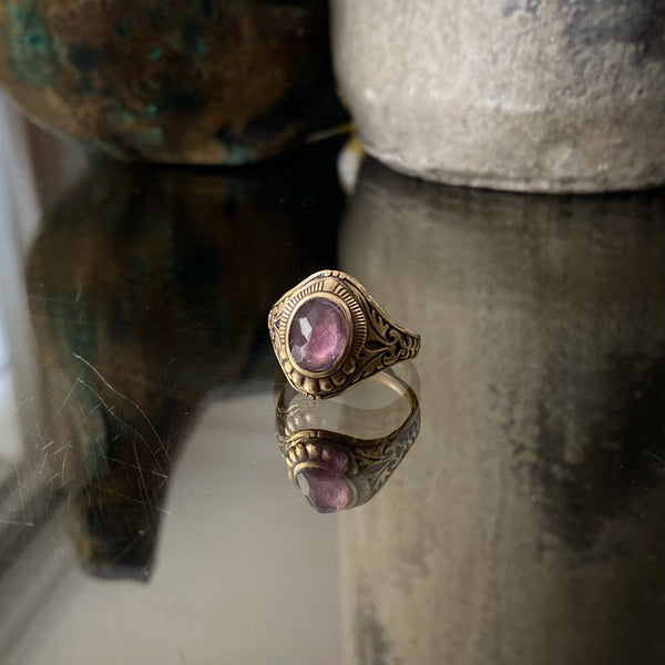 Irissa Antique Brass Amethyst Ring