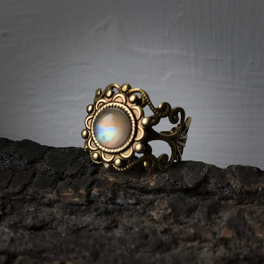 Kiva - rainbow moonstone ring