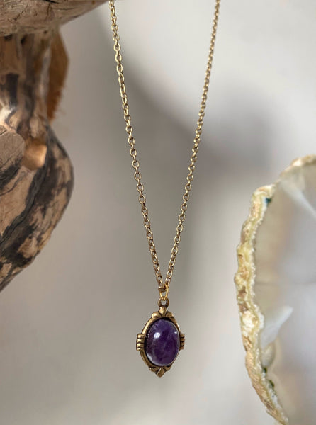 amethyst gold necklace