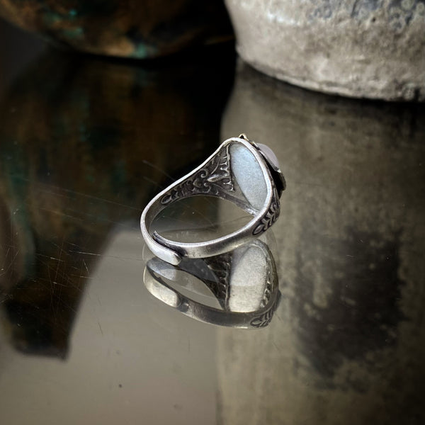 Marya Antique Silver Rose Quartz Ring