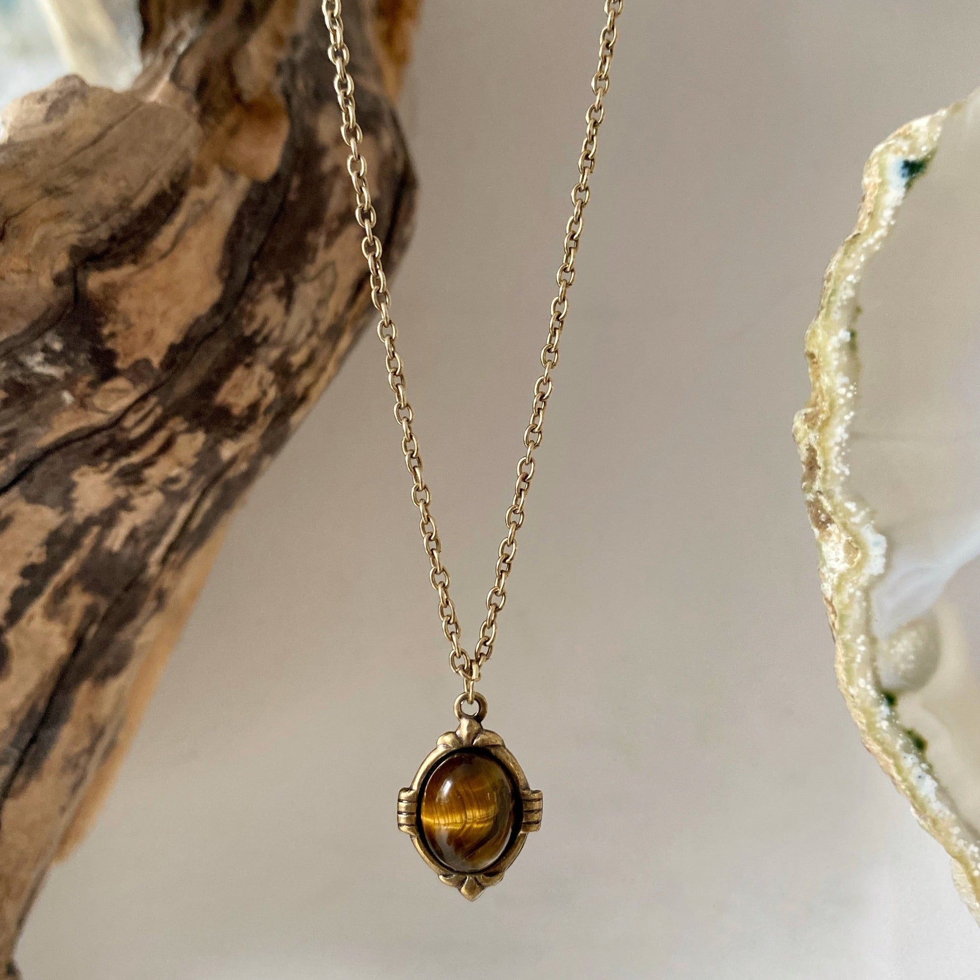 tiger eye gold necklace