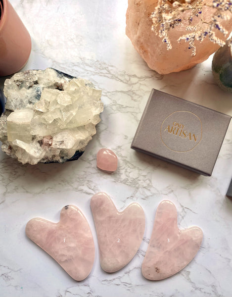 natural rose quartz gua sha tools