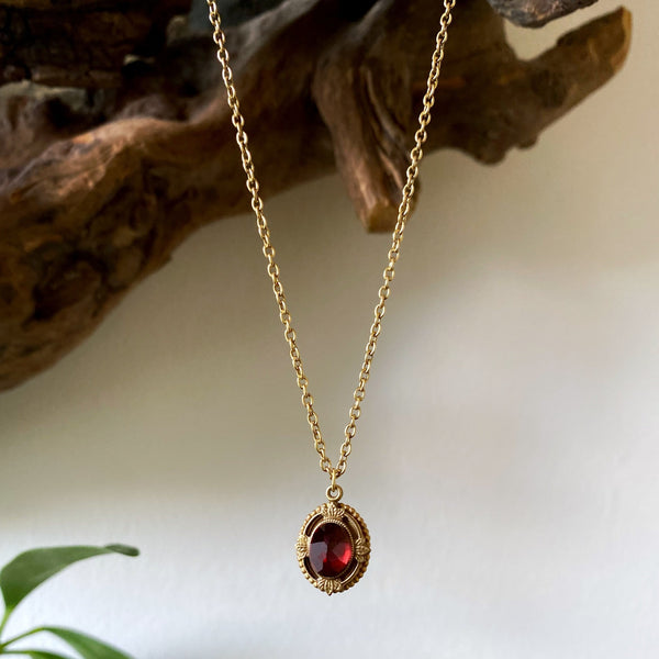 ruby gold garnet necklace