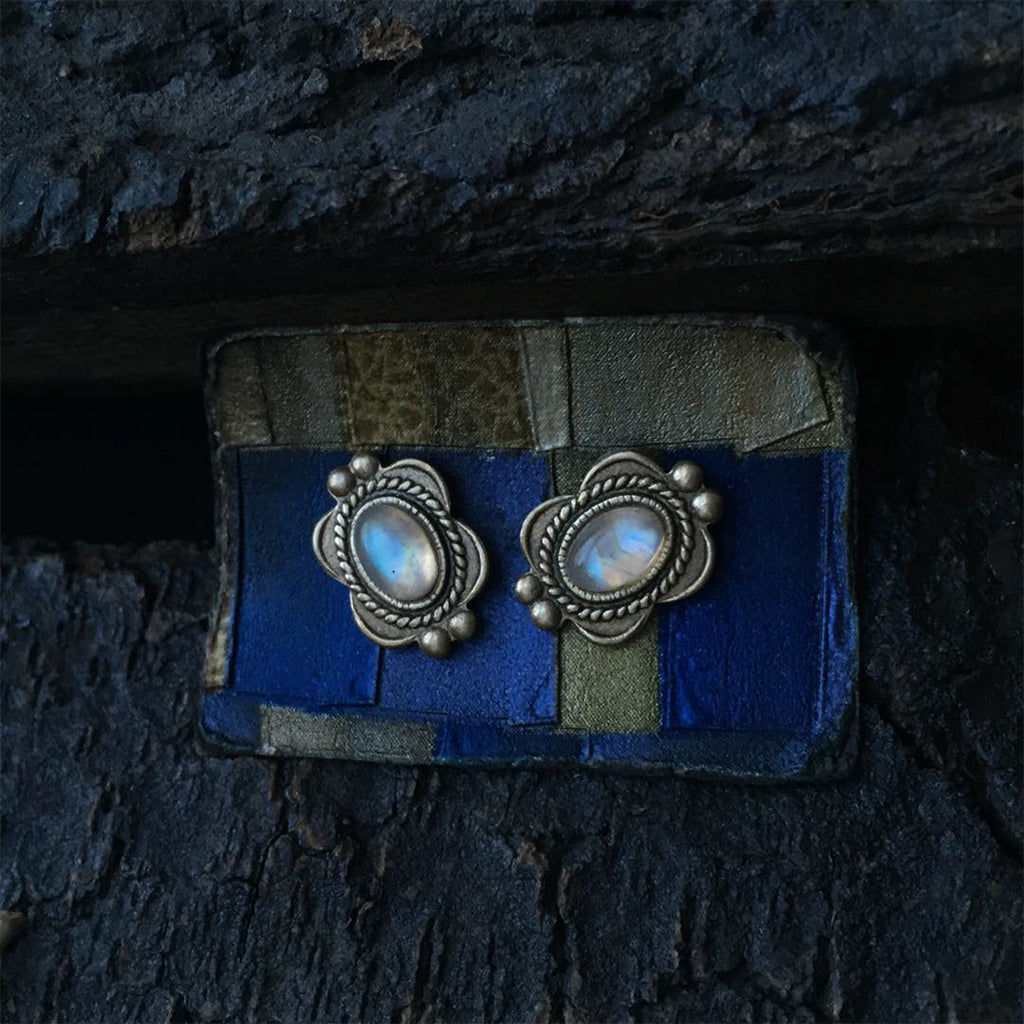 moonstone brass earrings