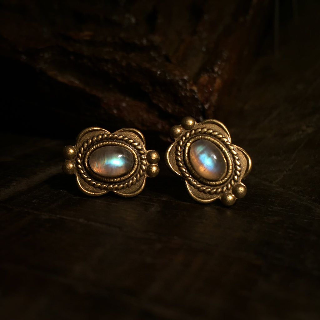 shiva gold moonstone earrings