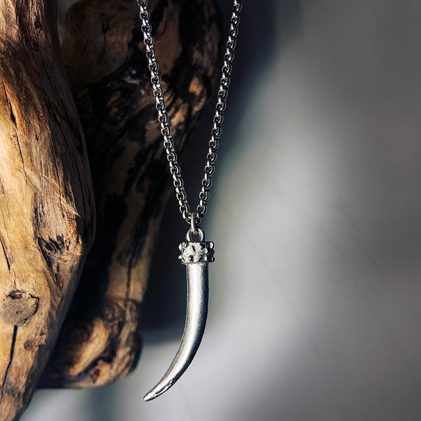 silver tusk necklace