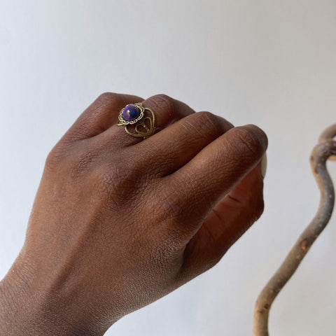 zaria purple copper turquoise ring